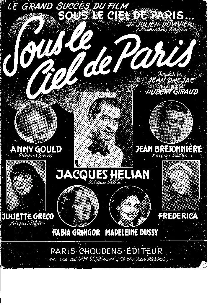 télécharger la partition d'accordéon Sous le ciel de Paris (Chant : Edith Piaf) au format PDF