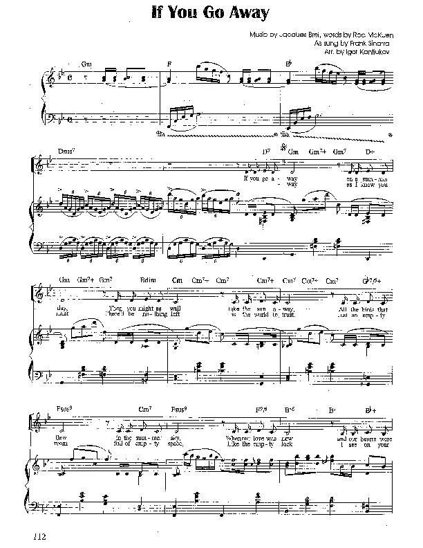 télécharger la partition d'accordéon If you go away (Chant : Frank Sinatra) (Arrangement : Igor Kantiukov) (Slow) au format PDF