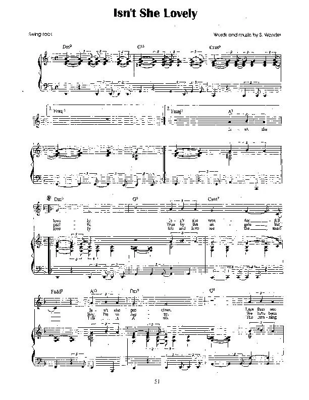 télécharger la partition d'accordéon Isn't she lovely (Swing) au format PDF