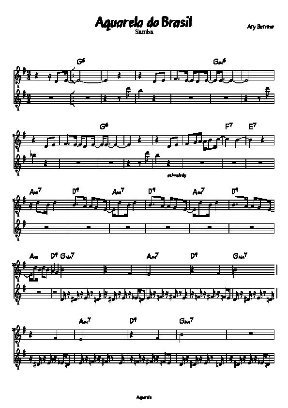 télécharger la partition d'accordéon Aquarela do Brasil (Duo Instruments C) (Samba) au format PDF