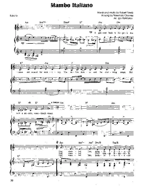 télécharger la partition d'accordéon Mambo Italiano (Chant : Rosemary Clooney) (Arrangement : Igor Kantiukov) au format PDF