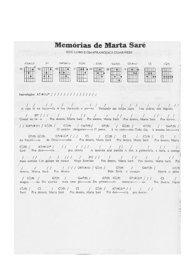 télécharger la partition d'accordéon Memórias de Marta Saré (Chant : Edu Lobo) (Bossa Nova) au format PDF