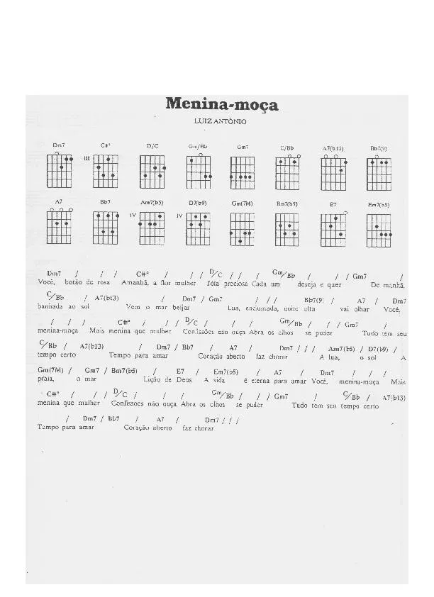 télécharger la partition d'accordéon Menina Moça au format PDF