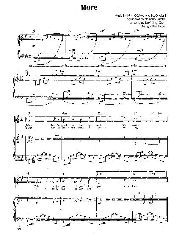 télécharger la partition d'accordéon More (Chant : Nat King Cole) (Arrangement : Igor Kantiukov) (Slow) au format PDF
