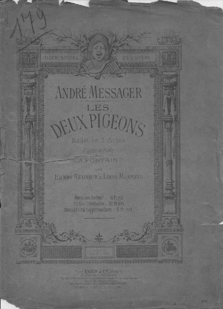 télécharger la partition d'accordéon Les deux pigeons / Suite d'Orchestre (Piano Conducteur) au format PDF