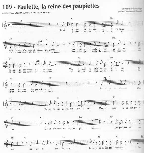 télécharger la partition d'accordéon Paulette La reine des paupiettes (Chant : Les Charlots) au format PDF