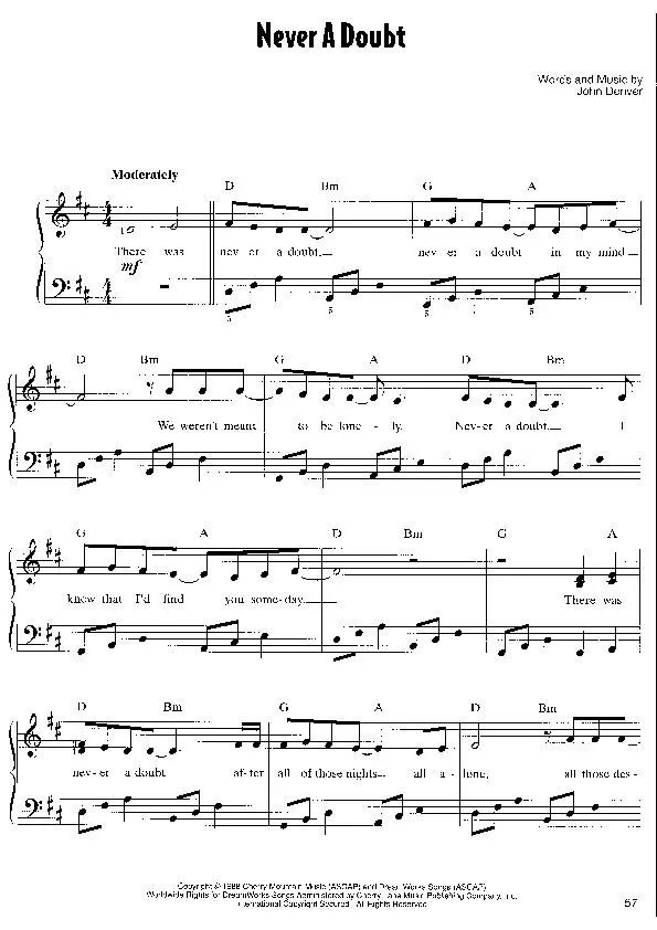 télécharger la partition d'accordéon Never a doubt (Slow Rumba) au format PDF