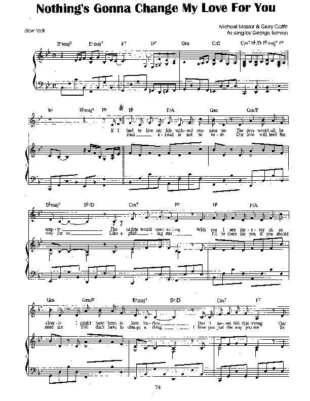 télécharger la partition d'accordéon Nothing's gonna change my love for you (Chant : George Benson) (slow) au format PDF