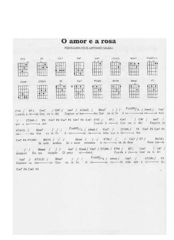télécharger la partition d'accordéon O amor e a rosa (Chant : Elizeth Cardoso) (Bossa Nova) au format PDF