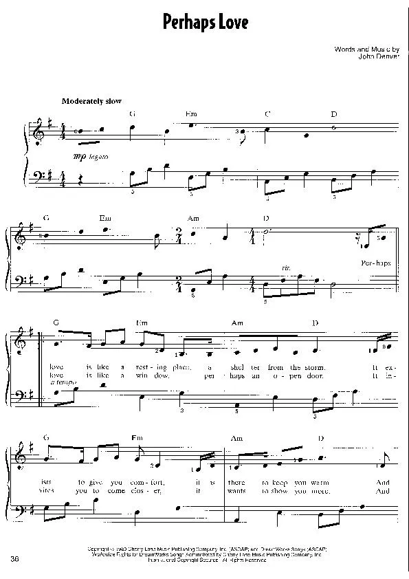 télécharger la partition d'accordéon Perhaps love (Country ballade) au format PDF