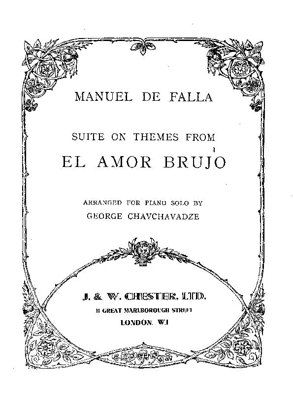 télécharger la partition d'accordéon Manuel de Falla : Suite On Themes From : El Amor Brujo (Arranged For Piano Solo By : George Chavchavadze) au format PDF