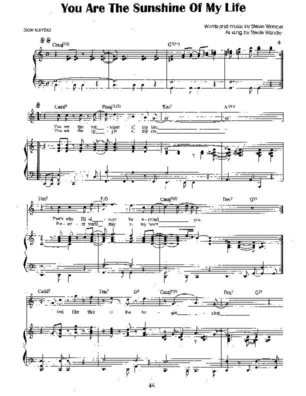 télécharger la partition d'accordéon You are the sunshine of my life (Slow Samba) au format PDF