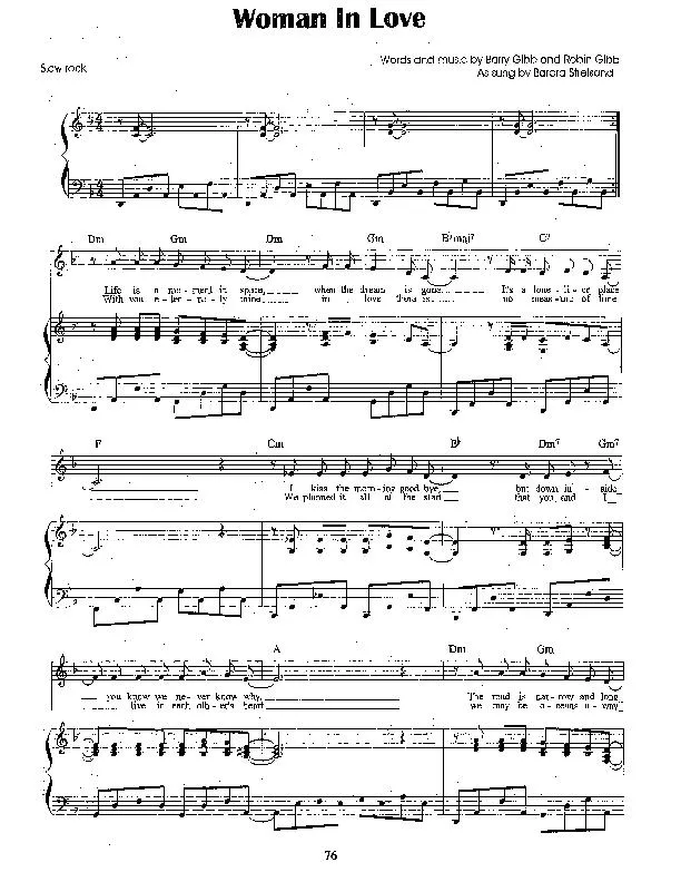 télécharger la partition d'accordéon Woman in love au format PDF