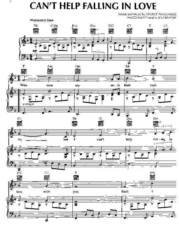 télécharger la partition d'accordéon Can't help falling in love (Chant : Elvis Presley) au format PDF