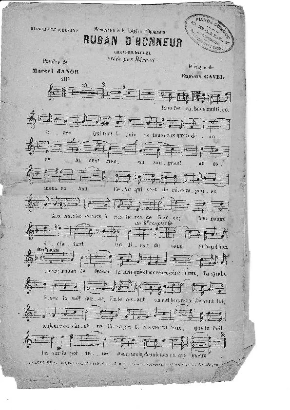 télécharger la partition d'accordéon Ruban d'honneur (chanson Marche créée par Adolphe Bérard) au format PDF