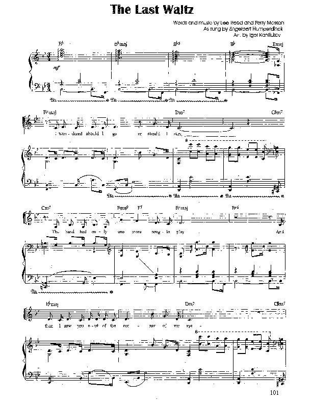télécharger la partition d'accordéon The last waltz (Chant : Engelbert Humperdinck) (Arrangement : Igor Kantiukov) (Valse lente) au format PDF