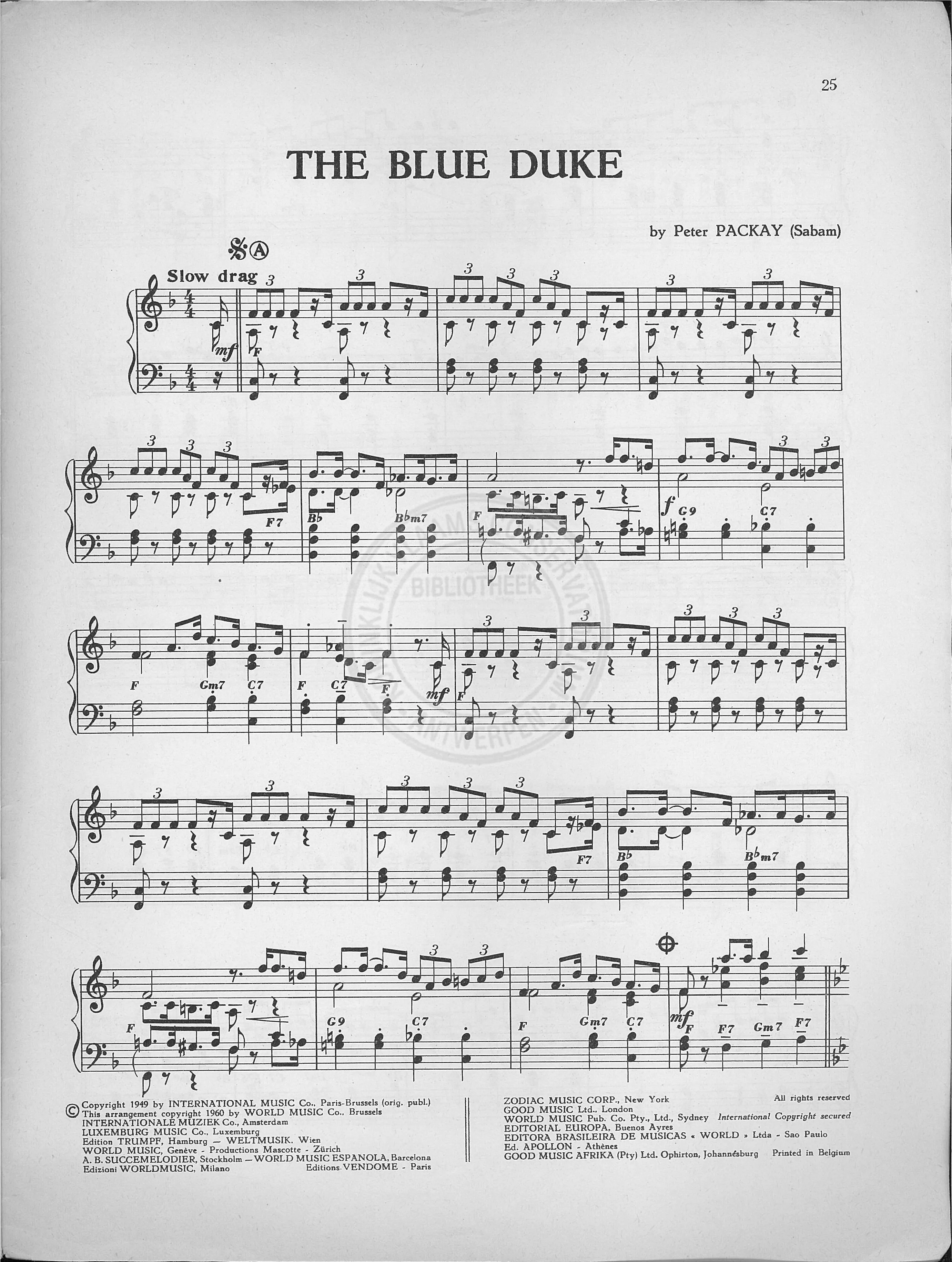 télécharger la partition d'accordéon The Blue Duke (Slow Blues) au format PDF