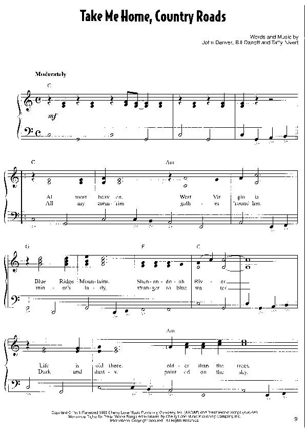 télécharger la partition d'accordéon Take me home Country roads (Country Quickstep Linedance) au format PDF