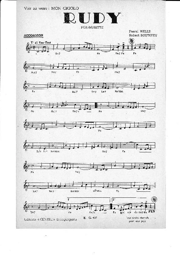 télécharger la partition d'accordéon Rudy (Orchestration) (Fox Musette) au format PDF
