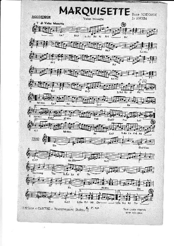 télécharger la partition d'accordéon Marquisette (Orchestration) (Valse Musette) au format PDF