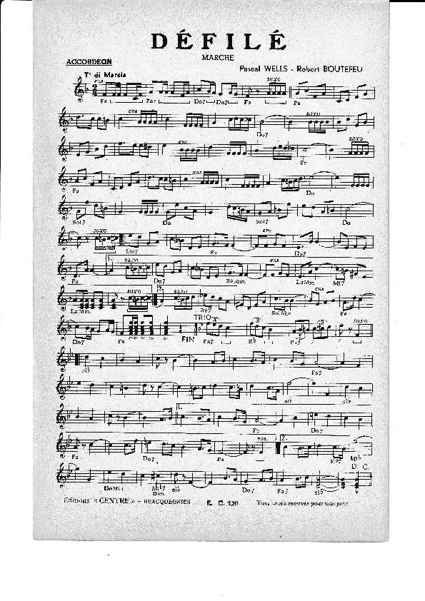télécharger la partition d'accordéon Défilé (Orchestration) (Marche) au format PDF