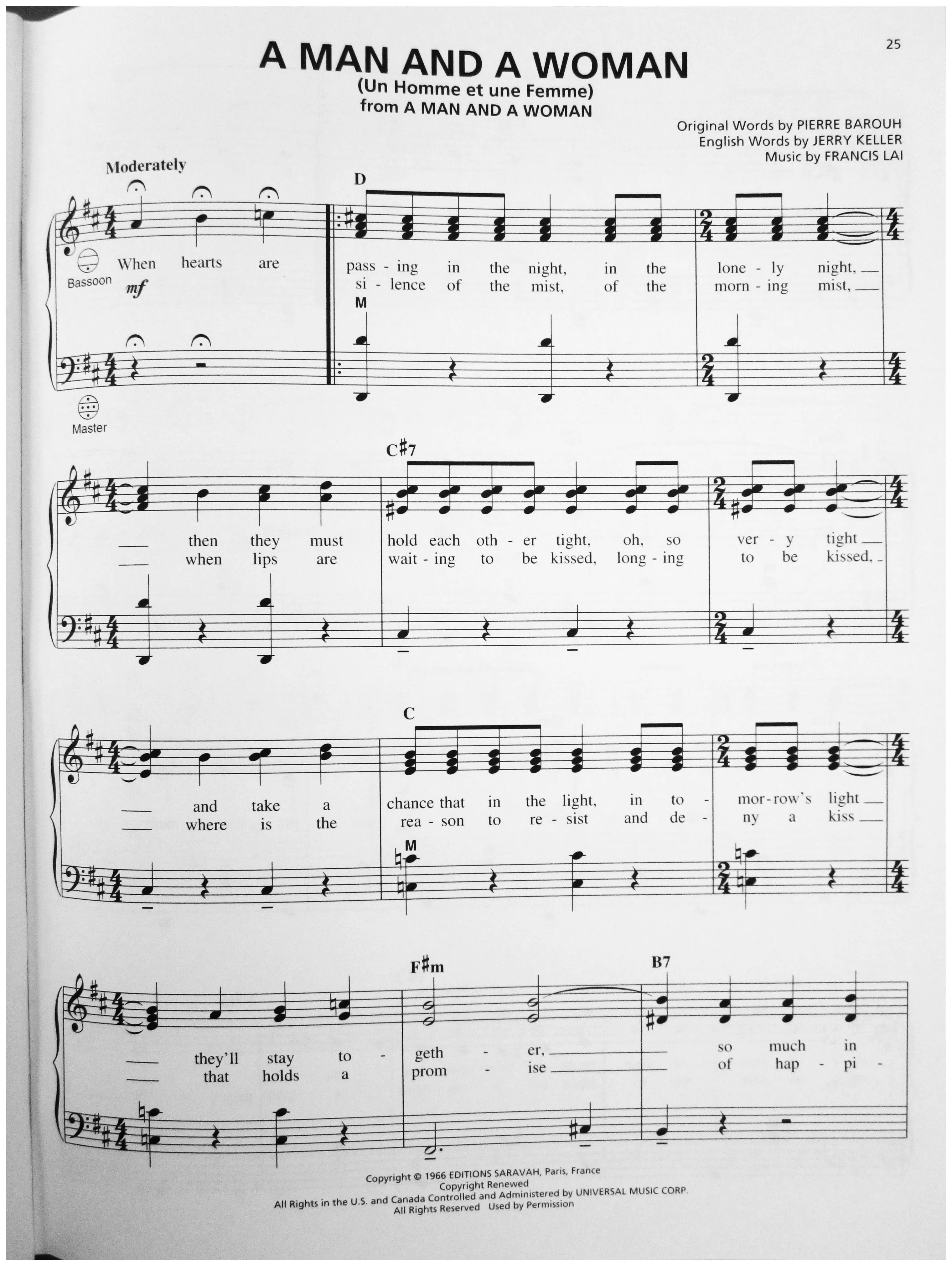 télécharger la partition d'accordéon A man and a woman (Un homme et une femme) (Arrangement : Gary Meisner) au format PDF