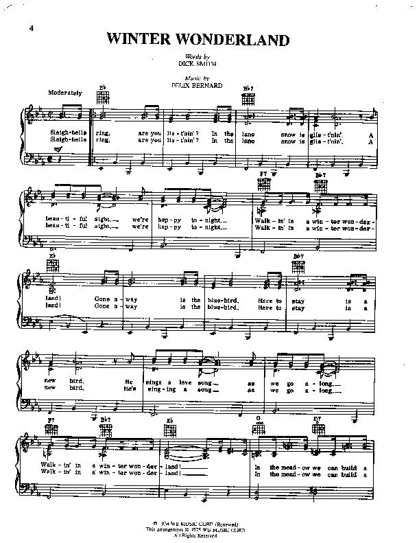 télécharger la partition d'accordéon Winter Wonderland (Chant : Tony Bennett / Kylie Minogue) (Slow Fox-Trot) (Chant de Noël) au format PDF