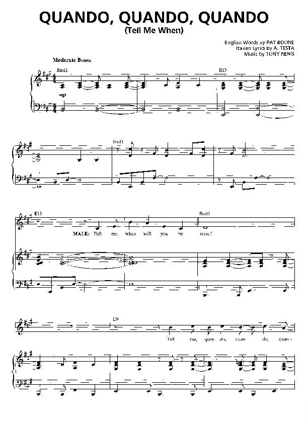 télécharger la partition d'accordéon Quando Quando Quando (Tell me when) (Samba) au format PDF