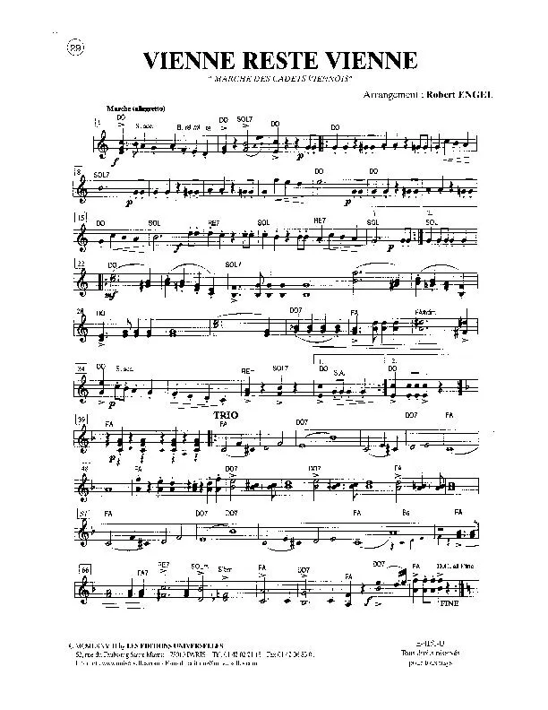 télécharger la partition d'accordéon Vienne reste Vienne (Wien bleibt Wien) (Marche des Cadets Viennois) (Arrangement : Robert Engel) (Marche) au format PDF