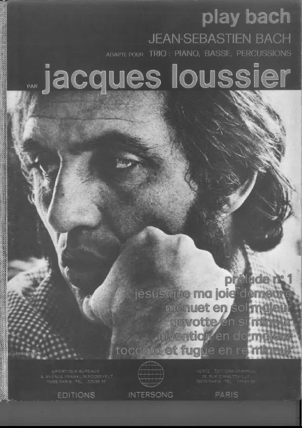 télécharger la partition d'accordéon Jean-Sébastien Bach : Jacques Loussier Play Bach (Trio : Piano / Basse / Percussions) (6 Titres) au format PDF