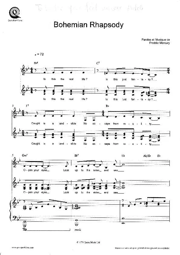 télécharger la partition d'accordéon Bohemian Rhapsody (Chant : Queen) au format PDF