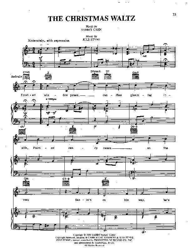 télécharger la partition d'accordéon The Christmas waltz (Chant : Frank Sinatra) (Valse Boston) (Chant de Noël) au format PDF