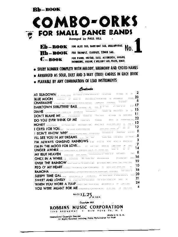 télécharger la partition d'accordéon Combo Orks for small dance bands (n°1) (23 Titres) au format PDF