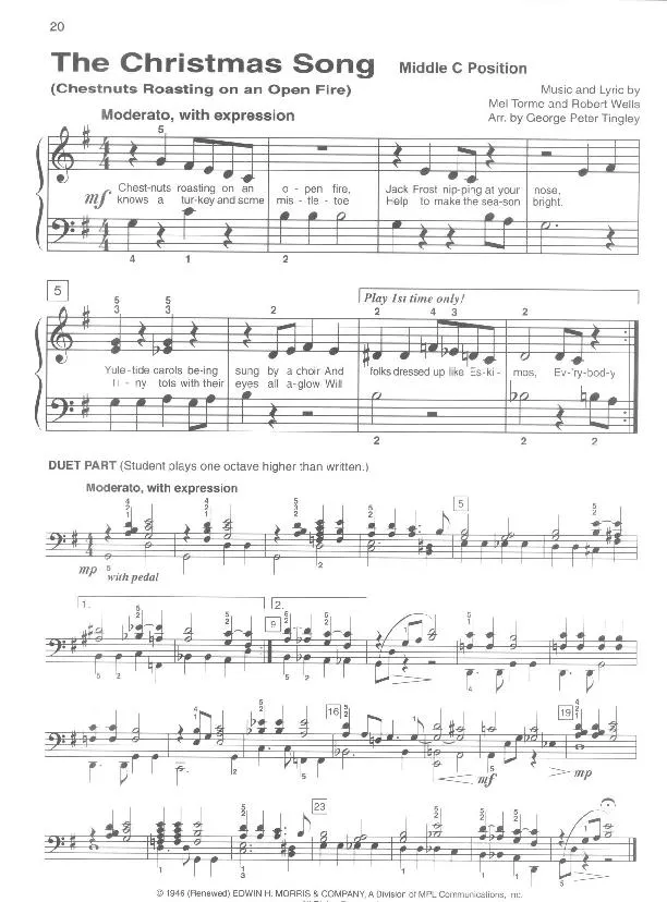 télécharger la partition d'accordéon The Christmas song (Chestnuts roasting on an open fire) (Arrangement : George Peter Tingley) (Chant de Noël) au format PDF