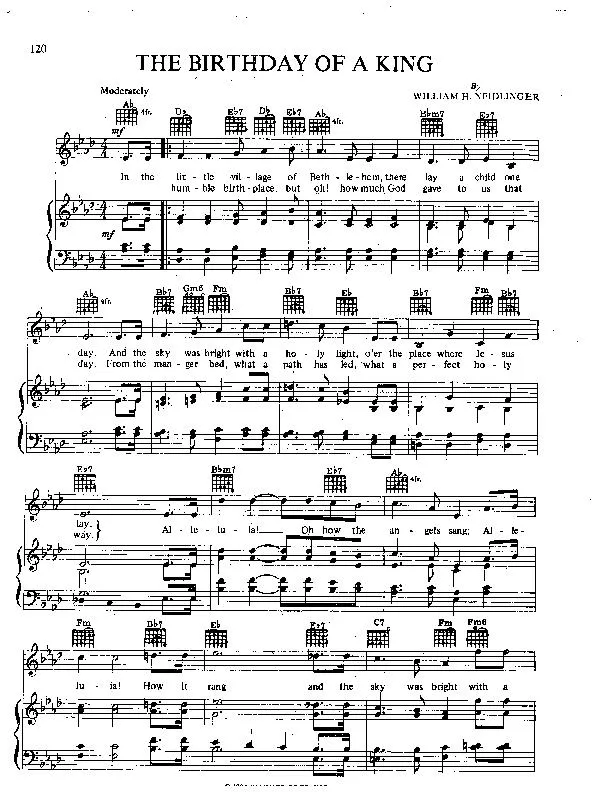 télécharger la partition d'accordéon The birthday of a King (Chant de Noël) au format PDF