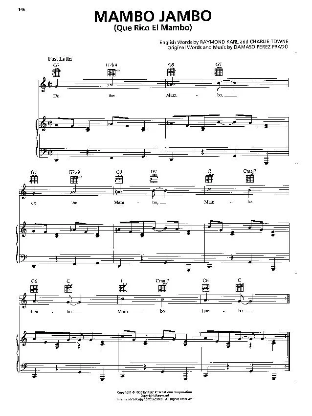 télécharger la partition d'accordéon Mambo Jambo (Que rico el mambo) au format PDF