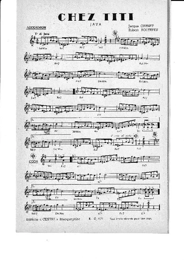 télécharger la partition d'accordéon Chez Titi (Orchestration) (Java) au format PDF