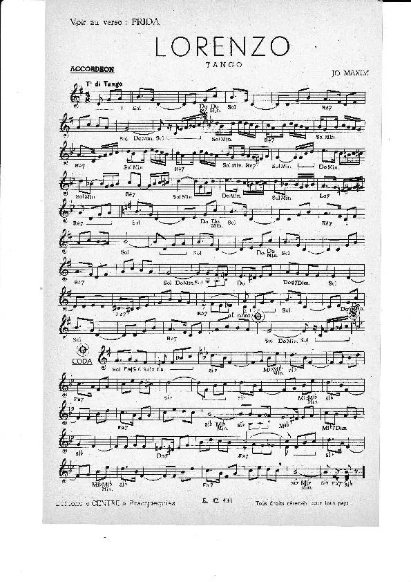 télécharger la partition d'accordéon Lorenzo (Orchestration) (Tango) au format PDF