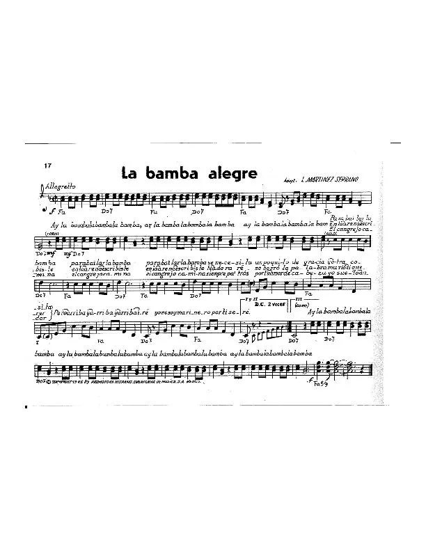 télécharger la partition d'accordéon La Bamba alegre au format PDF