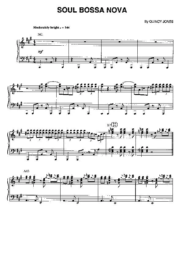 télécharger la partition d'accordéon Soul bossa nova (Partie Piano) au format PDF