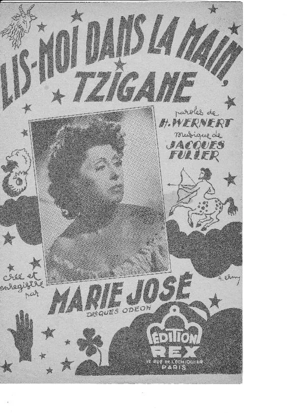 télécharger la partition d'accordéon Lis moi dans la main Tzigane (Chant : Marie José) (Tango Chanté) au format PDF