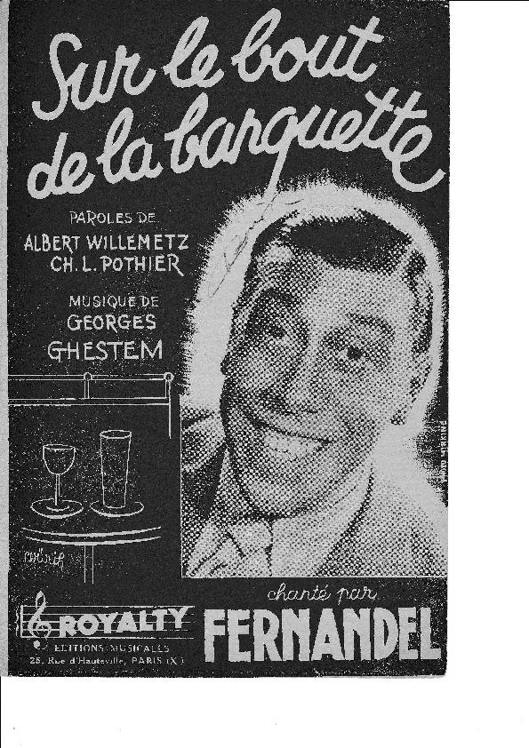 télécharger la partition d'accordéon Sur le bout de la banquette (Chant : Fernandel) (Valse) au format PDF