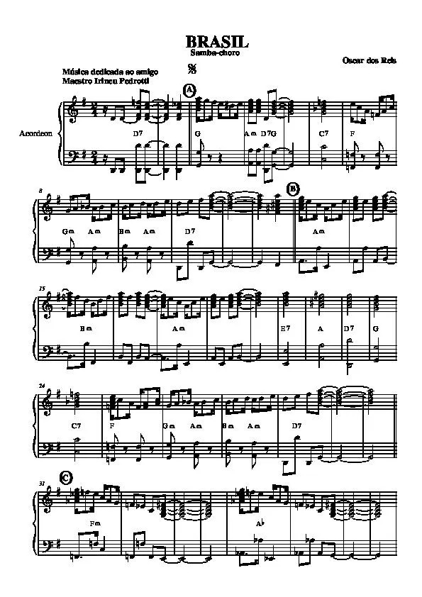 télécharger la partition d'accordéon Brasil (Samba-Choro) (Accordéon) au format PDF
