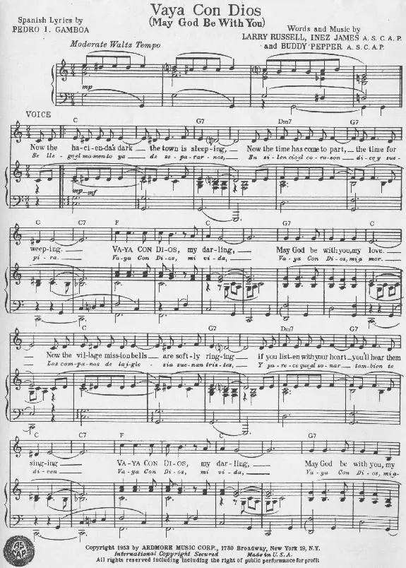 télécharger la partition d'accordéon Vaya Con Dios (May God Be With You ) (Chant : Dani Klein) au format PDF