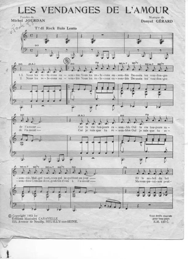 télécharger la partition d'accordéon Les vendanges de l'amour (Chant : Marie Laforêt) au format PDF
