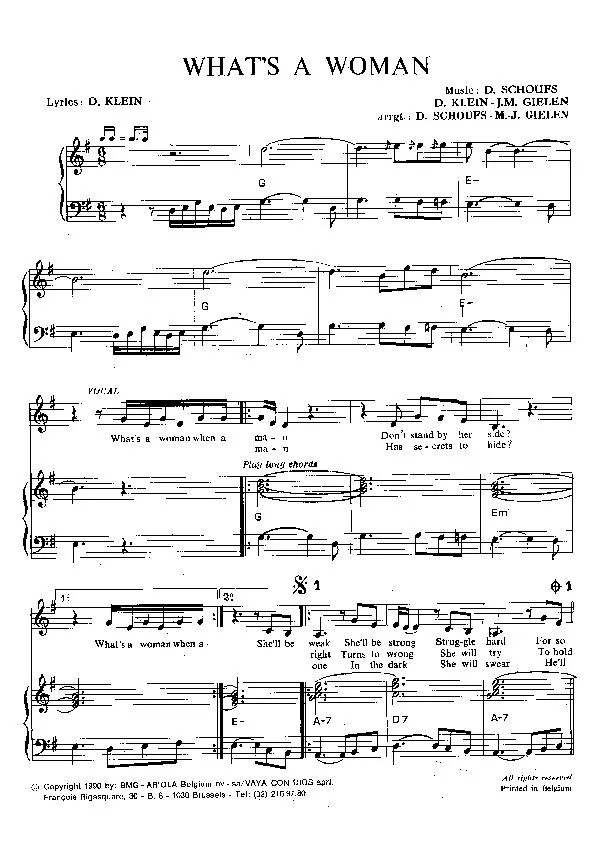 télécharger la partition d'accordéon What's a woman (Slow) au format PDF