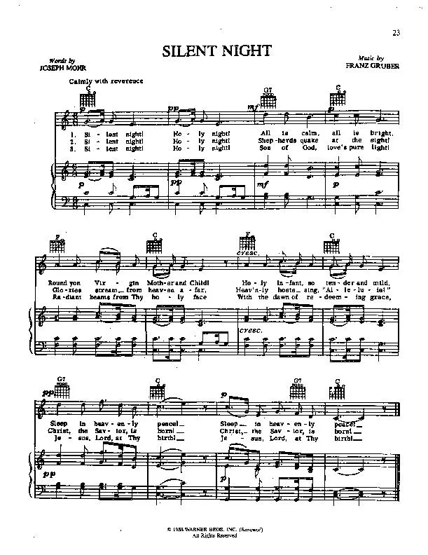 télécharger la partition d'accordéon Silent night (Chant de Noël) au format PDF