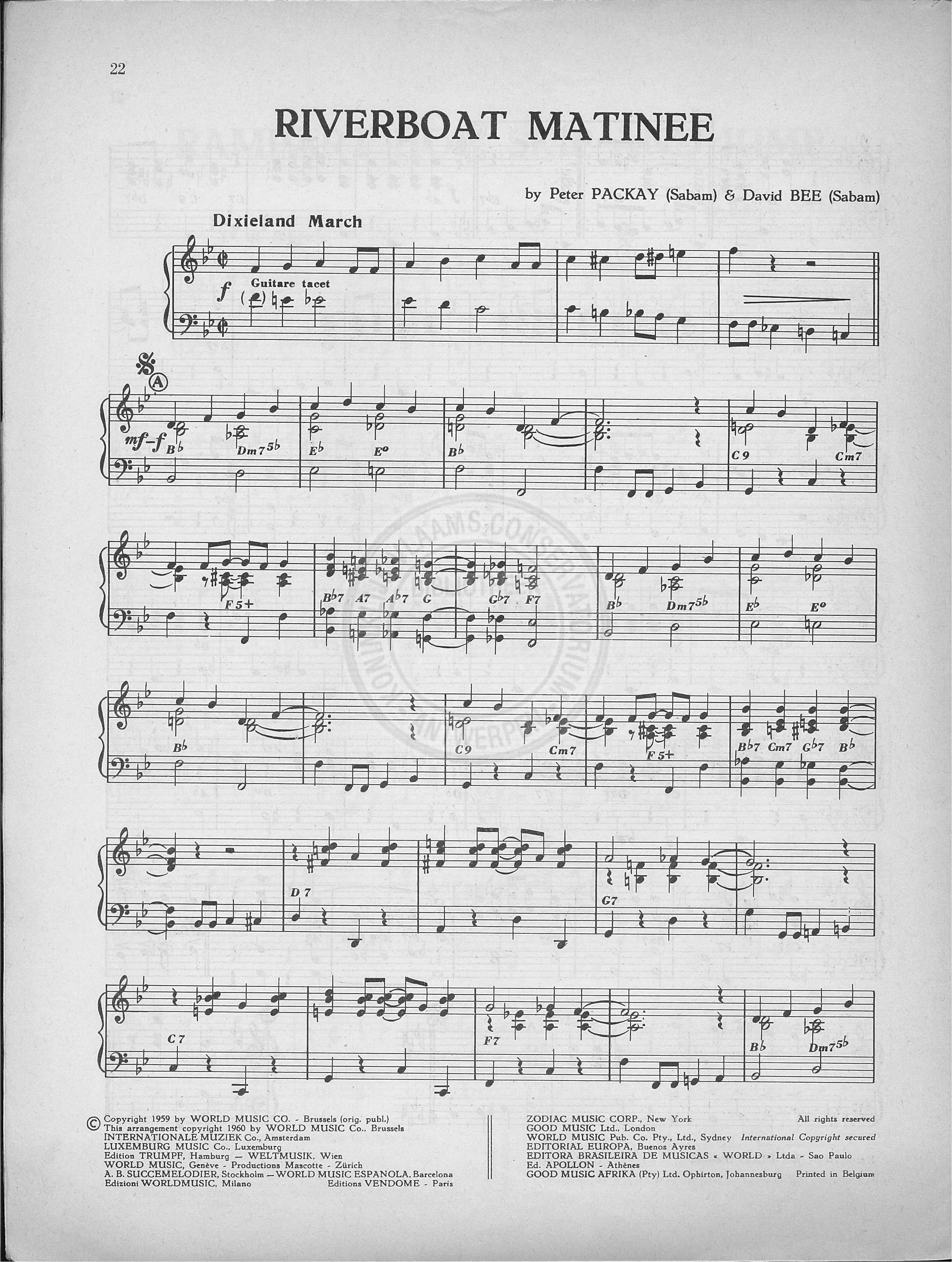 télécharger la partition d'accordéon Riverboat matinee (Marche Dixie) au format PDF