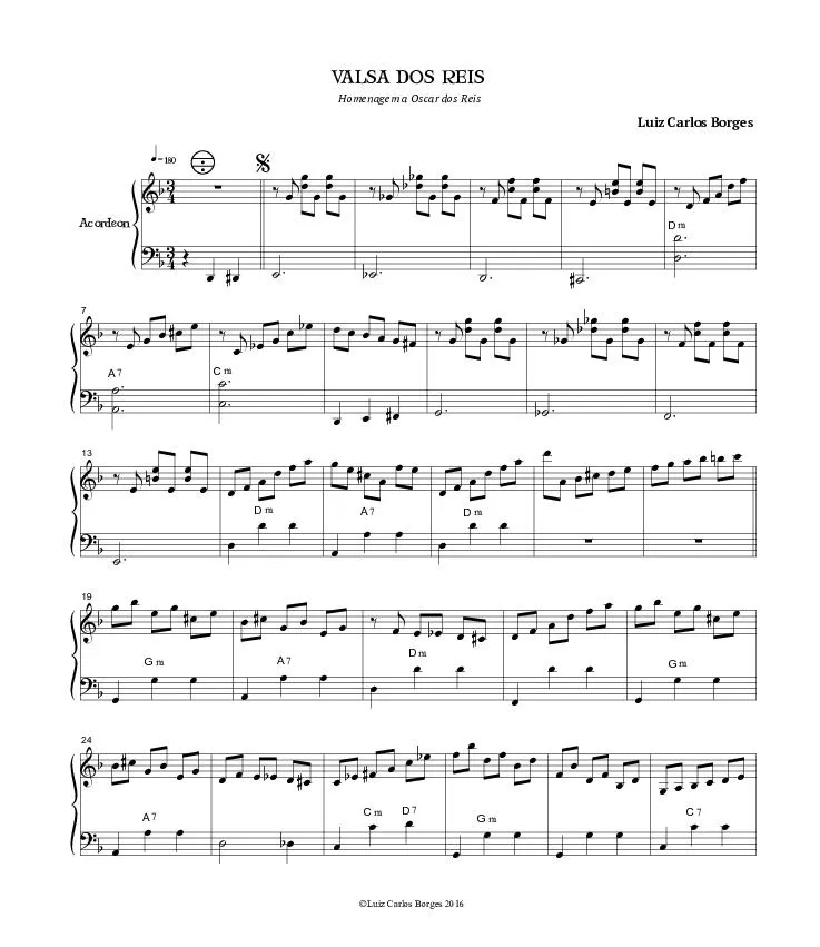 télécharger la partition d'accordéon Valsa Dos Reis (Homenagem a Oscar dos Reis) (Accordéon) au format PDF