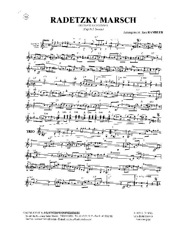 télécharger la partition d'accordéon Radetzky Marsch (Retour de Vienne) (Arrangement : Lex Rambler) (Marche) au format PDF